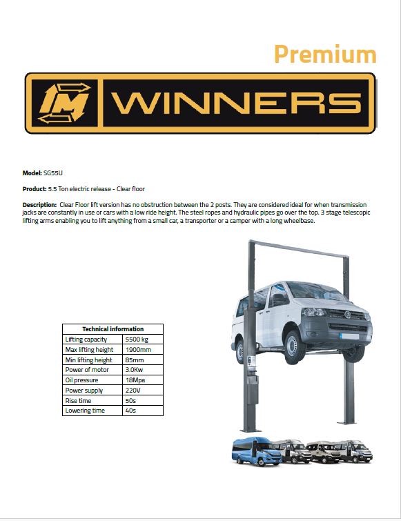 5.5 Ton electric release - Clear floor